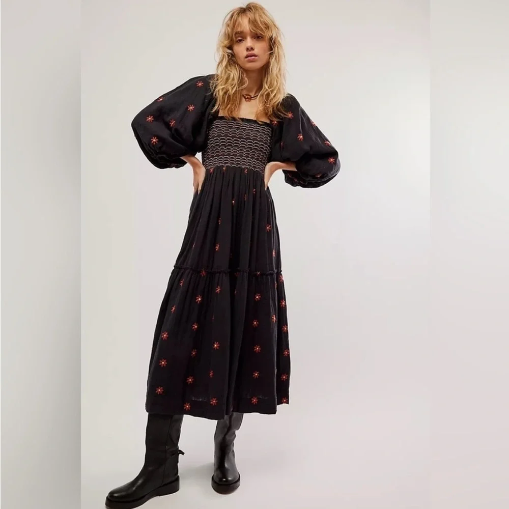 Free People Dahlia Embroidered Maxi Dress Size XS NWT